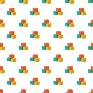 Stacking colorful toy blocks creating seamless pattern Stock Illustration