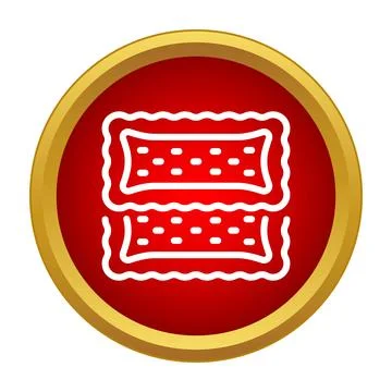Stacking crispy biscuits icon in round frame Stock Illustration