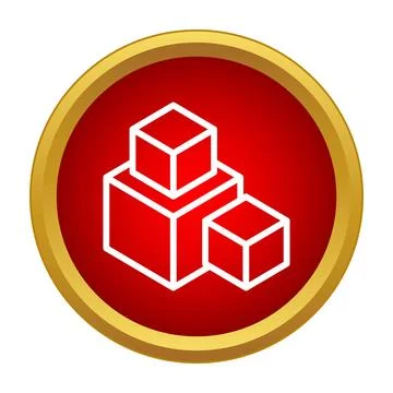 Stacking cubes outline red circle icon design Stock Illustration