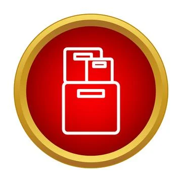 Stacking delivery boxes in a red circle icon Stock Illustration