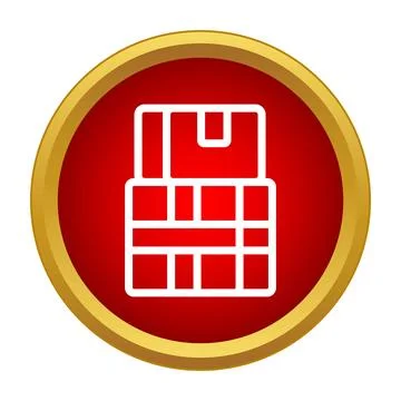 Stacking digital data disk icon in gold frame Stock Illustration