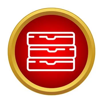 Stacking drawers on a vibrant red circle with a golden border Stockillustratie