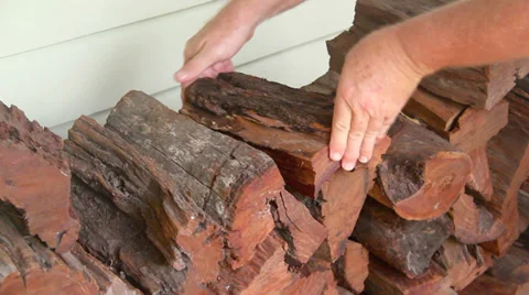 Stacking Fire Wood Stock Footage 34408263