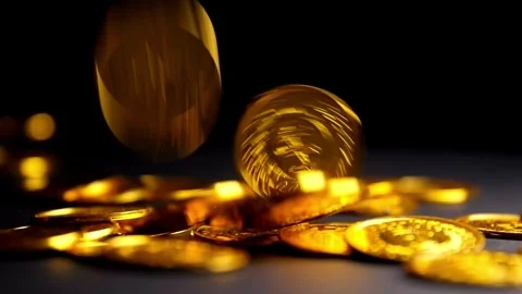 Stacking gold coin in treasure sack lot of at black background, Money stack f Stock Footage 272767506