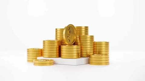 Stacking gold coin in treasure sack lot of at black background, Money stack f Stock Footage 272771656