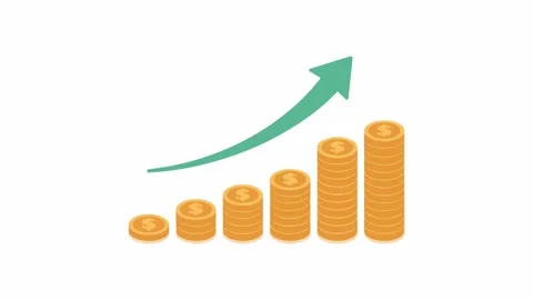 Stacking Gold Coins and Rising Arrow Financial Growth Concept Stock Footage 334838735
