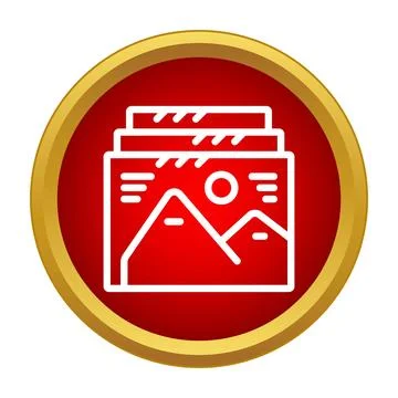 Stacking image gallery icons showing landscapes and media イラスト素材
