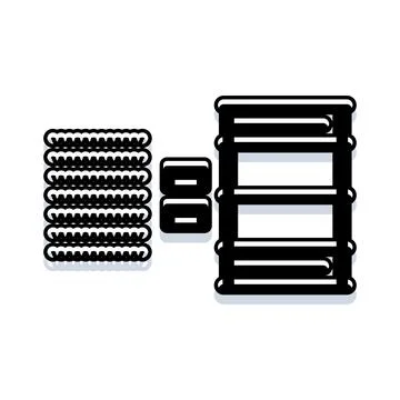 Stacking inventory goods on warehouse shelf icon Illustrazione stock