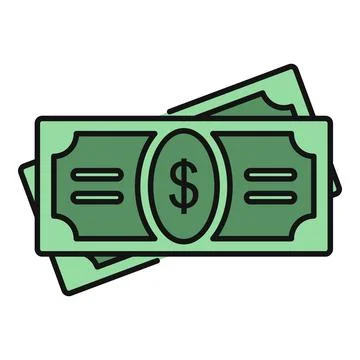 Stacking money banknotes flat color icon concept Stock Illustration