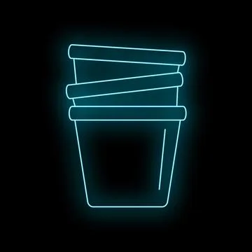 Stacking neon blue outline disposable coffee cups Stock Illustration