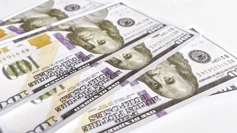 Stacking or counting dollar bills Stock Footage 330099445