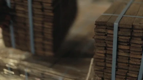 Stacking Packs of Floor Panels for Shipping Stock Footage 70304578