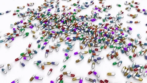 Stacking pills approaching the camera Stock Footage 104841826