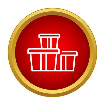 Stacking plastic containers outline in red button 库存插图