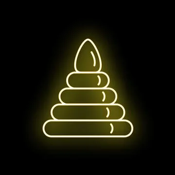 Stacking ring pyramid toy neon glowing line icon Stock Illustration