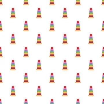 Stacking rings toy children's seamless pattern Stock Illustration