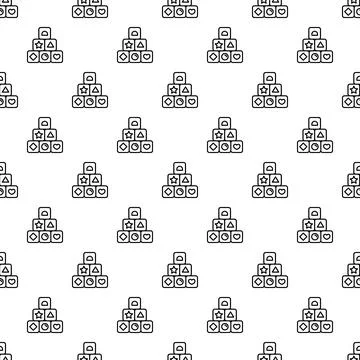 Stacking toy blocks creating geometric shapes repeat pattern Illustrazione stock
