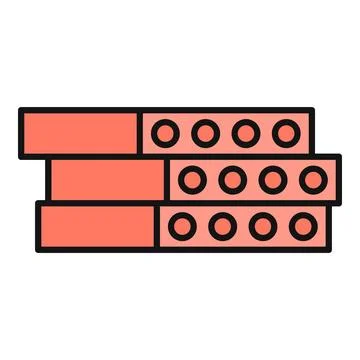 Stacking toy bricks forming a wall icon 스톡 일러스트