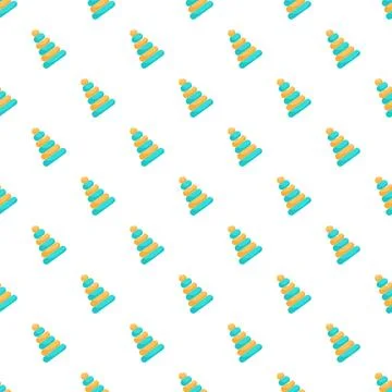 Stacking toy ring pyramid seamless repeating pattern Stock Illustration