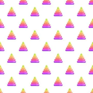 Stacking toy ring pyramids creating seamless pattern background Stock Illustration