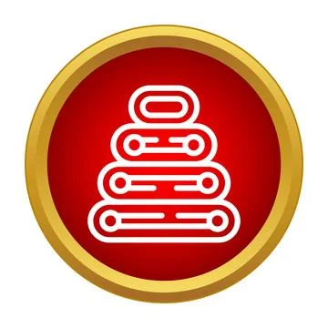 Stacking toy ring tower icon in red circle Stock Illustration