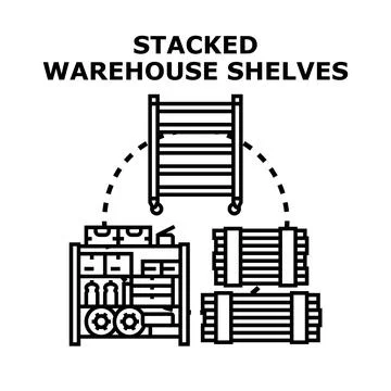 Stacking warehouse shelves for efficient storage management Stock Illustration