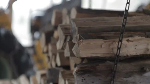 Stacking Wood for Evaporator Stock Footage 5503784