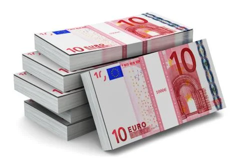 Stacks of 10 Euro banknotes Stock Illustration