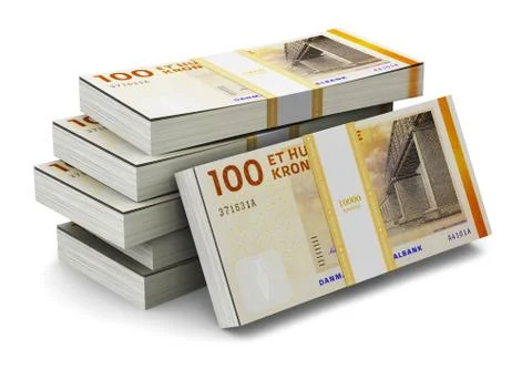 Stacks of 100 Danish krones Stock Illustration