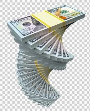 Stacks of 100 dollar bills arranged in spiral tower representing wealth fin.. イラスト素材