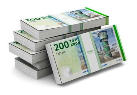 Stacks of 200 Danish krones Stock Illustration