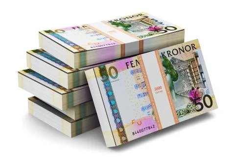 Stacks of 50 Swedish krones Stock Illustration