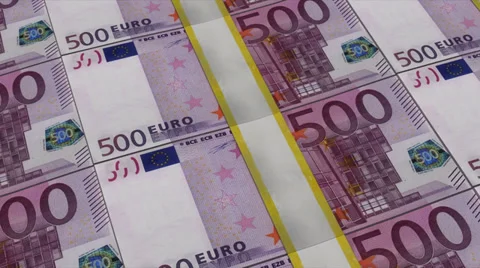 Stacks of 500 euro notes panning, cgi effect, 1080 + 4k resolution Video stock 37721431
