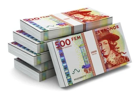 Stacks of 500 Swedish krones Stock Illustration