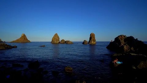 The stacks of Aci Trezza, Sicily, Italy. Stock Footage 95787173