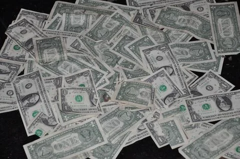 Stacks of bills on a Surface Stock Photos