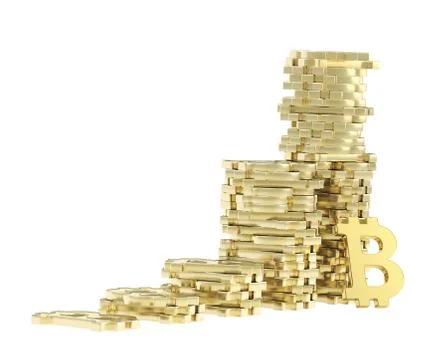 Stacks of bitcoin signs isolated イラスト素材