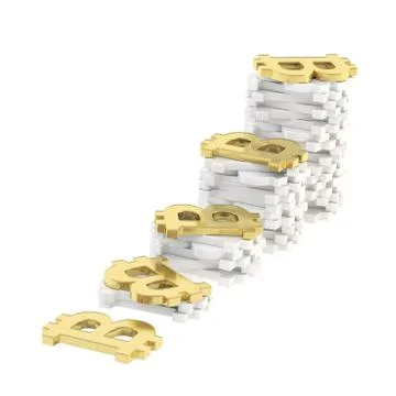 Stacks of bitcoin signs isolated 스톡 일러스트