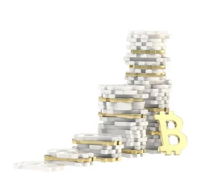 Stacks of bitcoin signs isolated Stock Illustration
