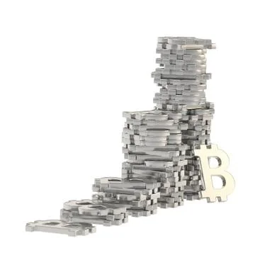 Stacks of bitcoin signs isolated 스톡 일러스트