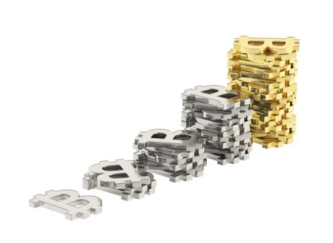 Stacks of bitcoin signs isolated Illustrazione stock