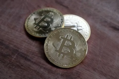 Stacks of bitcoins Stock Photos