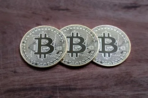 Stacks of bitcoins Stock Photos