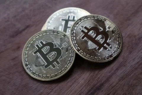 Stacks of bitcoins Stock Photos