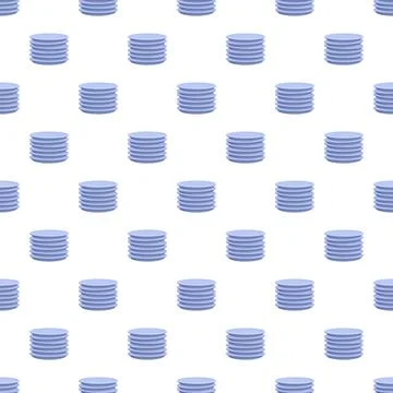Stacks of blue dinner plates seamless pattern background Stock Illustration