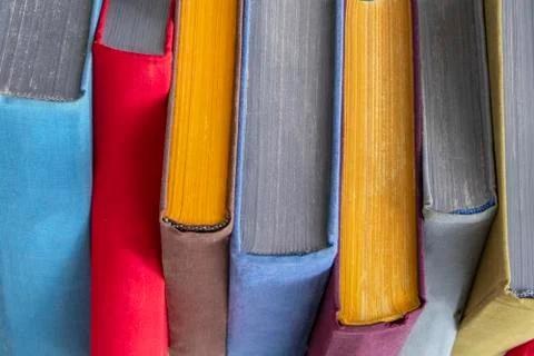 Stacks of books on the shelf. Stock Photos