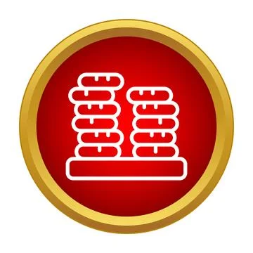 Stacks of bread loaves icon on red background Stock Illustration