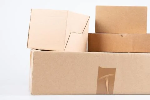 Stacks of brown cardboard boxes Stock Photos