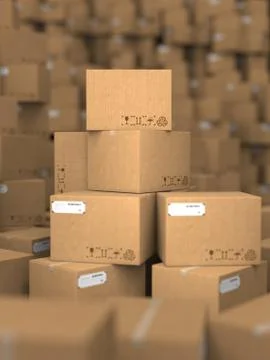Stacks of Cardboard Boxes. Stock Illustration