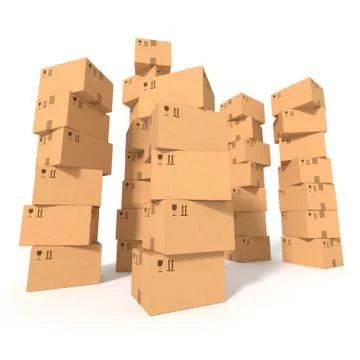 Stacks of cardboard boxes Stock Illustration